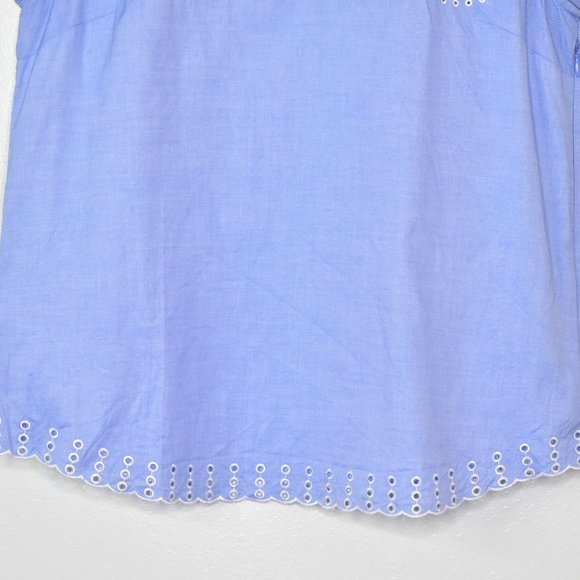 J. Crew Blue White Embroidered Eyelet Sleeveless Chambray Top Size 6 - Picture 11 of 15